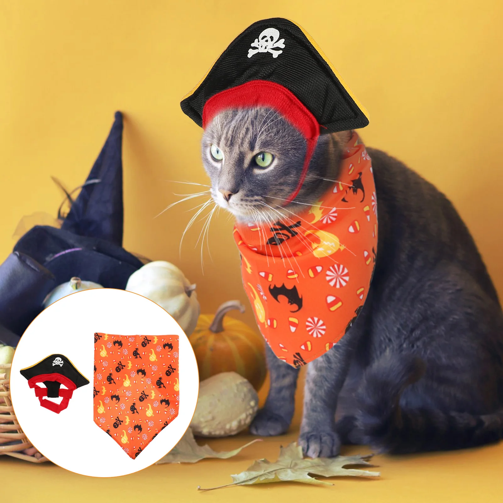 

1 Set Halloween Costume Cat Pirate Cosplay Hat Triangular Scarf Kit For Party Carnival Festival Photo Shoot Costume Accessories