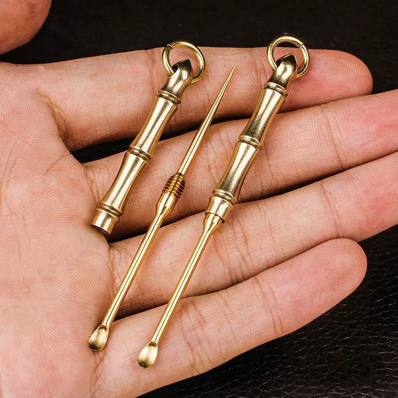 Mosiężny brelok do kluczy Retro Przenośne mini narzędzia Gwizdek Mini noże Węzeł linowy Urna Mała łyżka Breloczek do kluczy Akcesoria DIY Prezent 1PC — zdjęcie 4