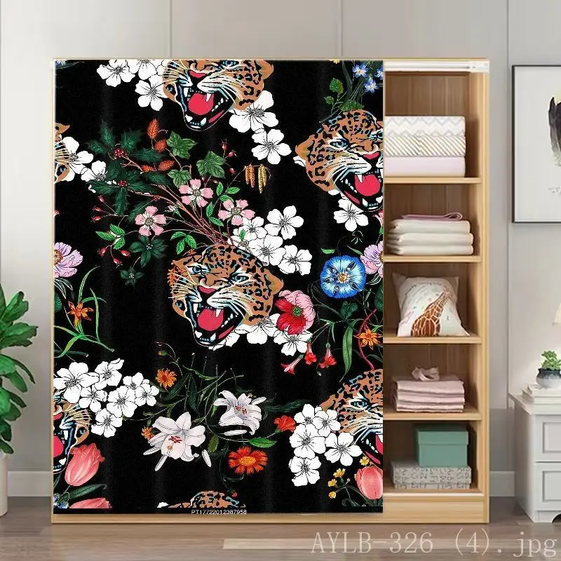 VIKAMA Floral Leopard Noren Door Curtain Jungle Japanese Style Wardrobe Closet Organizer Partition Home Decor Minimalist