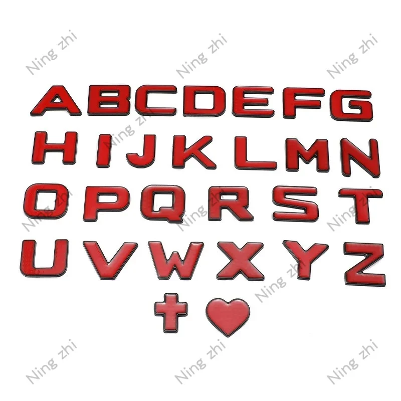 

1pcs New 3d Red Car Decals 30mm Metal Letter Number Symbol Logos Stickers Exterio Alphabet Decorative Accessories