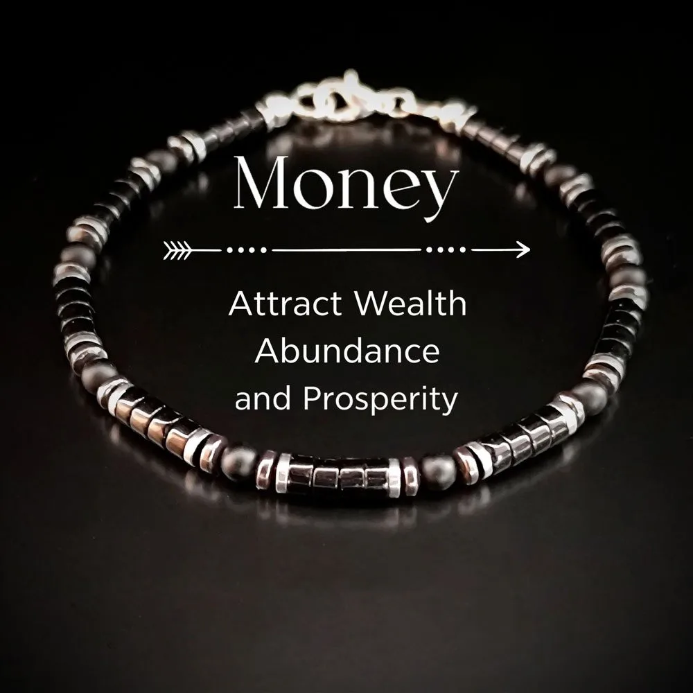 Black Agate and Black Gallstone Beaded Wealth Bracelet, Attracting Wealth, Abundance, and Prosperity. Natural Stone, Skin-Friendly, Unisex Jewelry, Suitable for Daily Wear and as a Gift