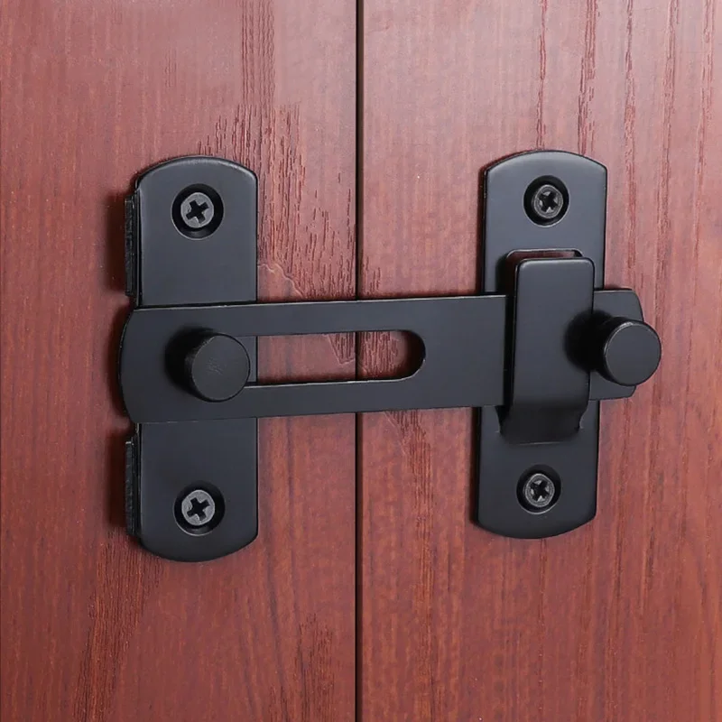 Door Lock Guard Latch Bolt 90 180 Degree Stainless Steel Toggle Latch Sliding barn Door Lock Black Iron Right Angle barn Lock