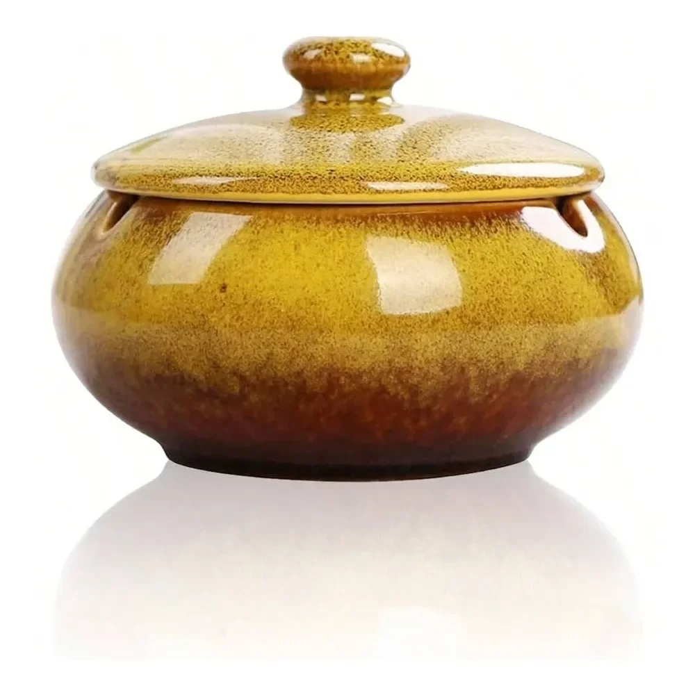 

Ashtray With Lids, Windproof, Ashtray Indoor Or Outdoor Use Ash Holder Smokers, Desktop Ash Tray Home Office Decoration Green