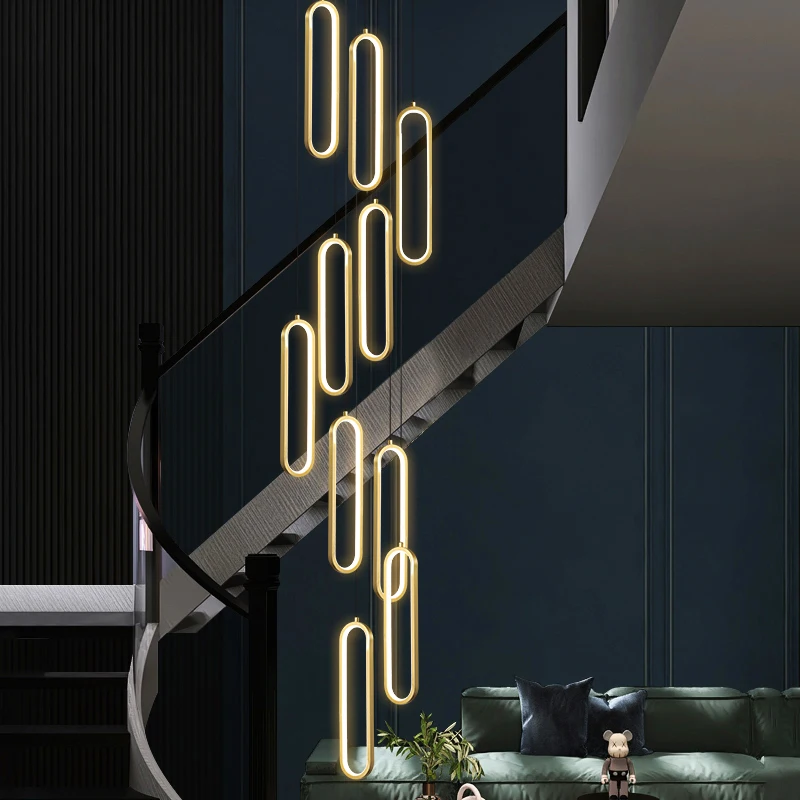 

Современная лестничная люстра, подвесные светильники, внутреннее освещение, потолочный светильник, подвесной светильник, светодиодные люстры для гостиной, внутреннее освещение