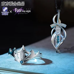 Fate Stay Night Heaven's Feel Excalibur Saber Alter Necklace Anime FGO FSN Pendant 925 Sterling Silver Gift