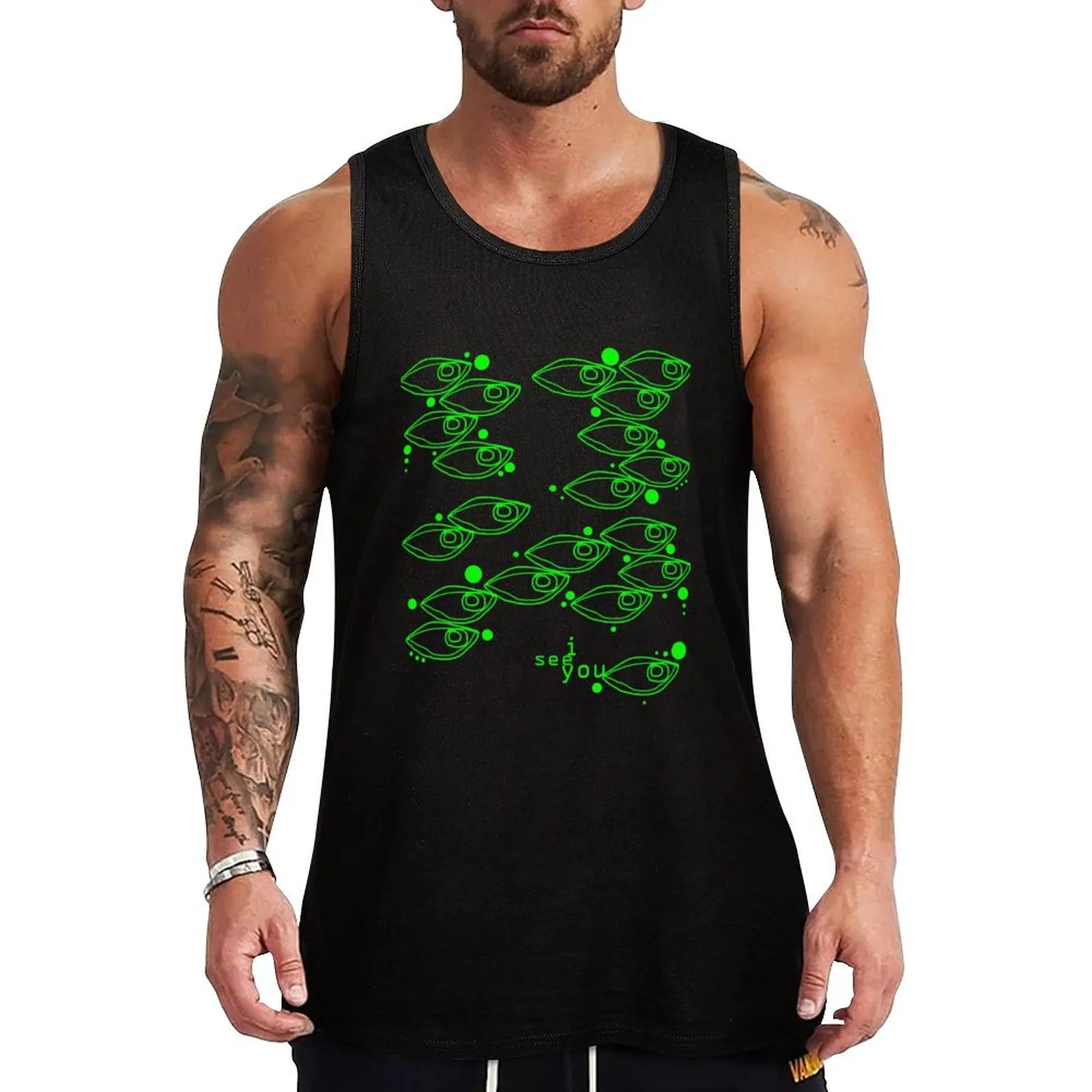 

ISeeYou Tank Top summer Men's tops sleeveless gym shirt man fitness vests for men men clothes