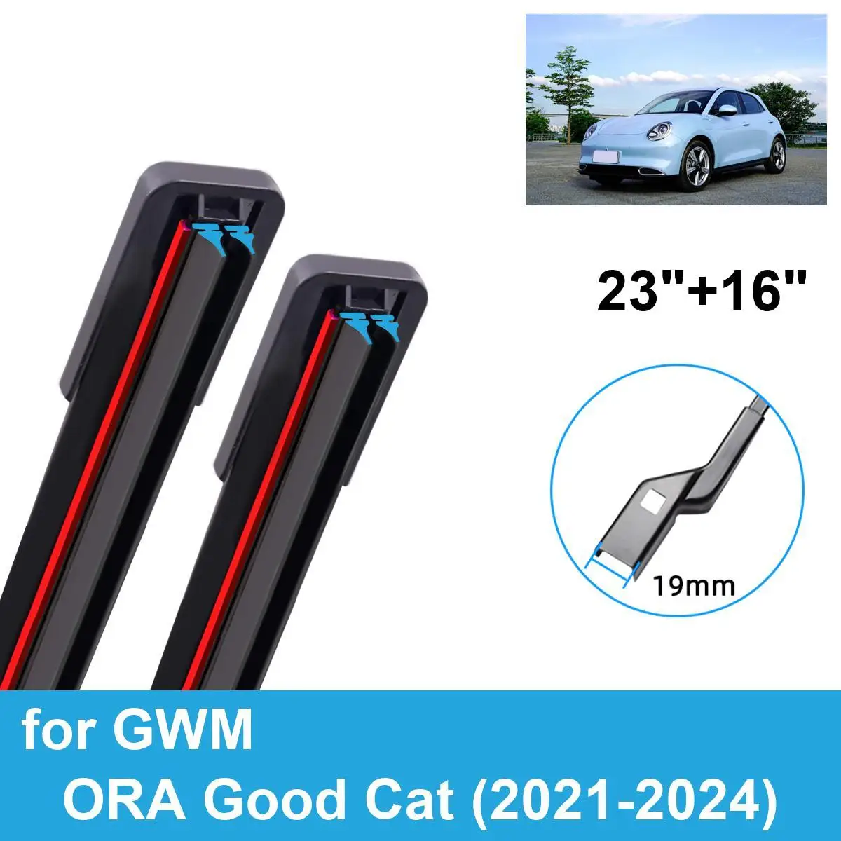 

Car Wiper for GWM ORA Good Cat 2021-2024 23" + 16" Front Rear Wiper Blades Brushes Cutter Accessories 2021 2022 2023 2024