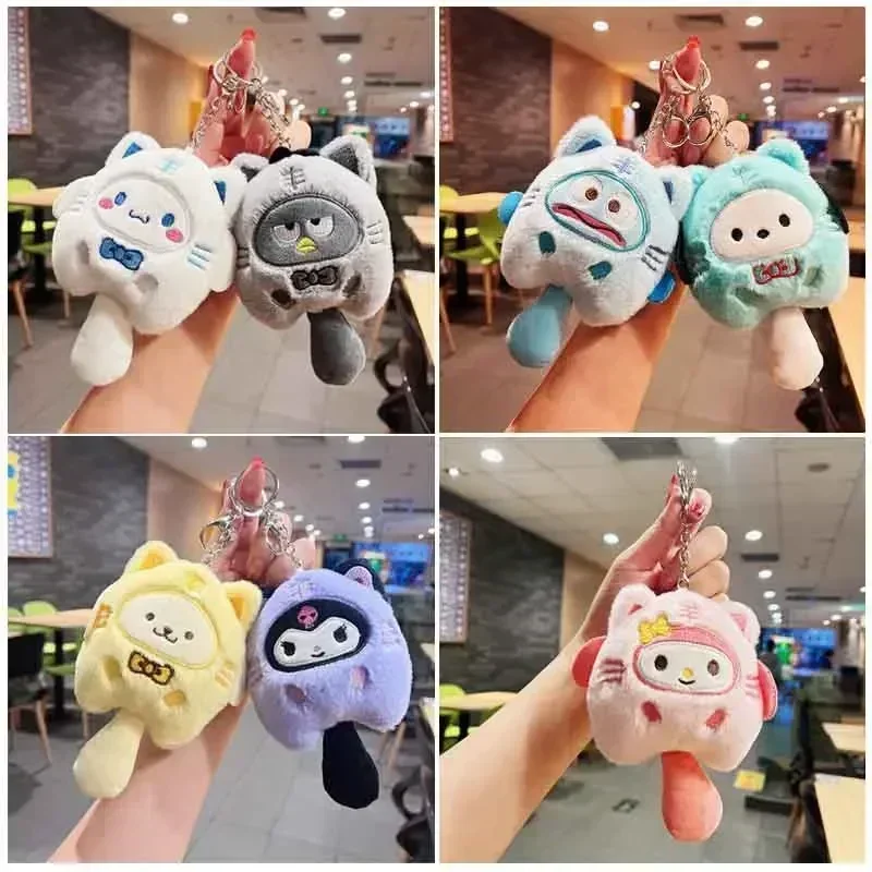 MINISO Sanrio Anime Kawaii My Melody Cinnamoroll Pochacco Hangyodon Kuromi Stuffed Plushie Doll Toys Plush Pendant Keychain 12cm