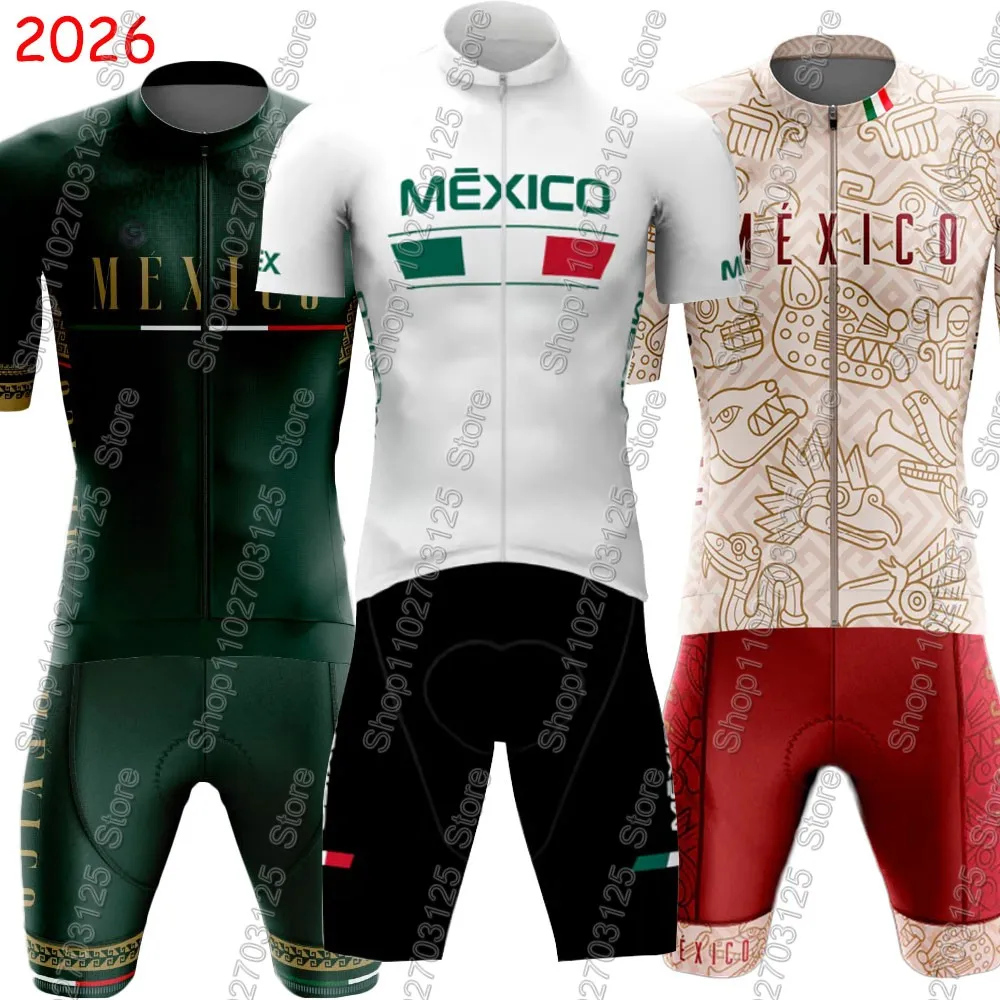 Camiseta de ciclismo de México, conjunto del equipo nacional 2026, Ropa verde mexicana de verano, camisas para bicicleta de carretera, traje, pantalones cortos con pechera, Ropa de montaña