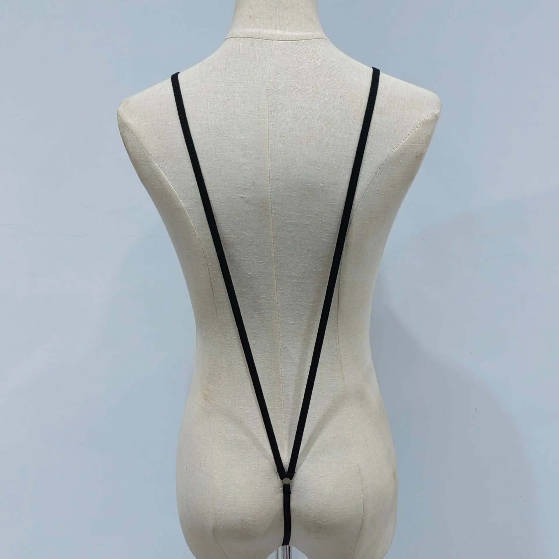 Women Sexy One Piece Bodysuit Deep V Backless Thong Bodysuit Elastic Strap Lingerie Swimwear Nightwear T-back Jumpsuit