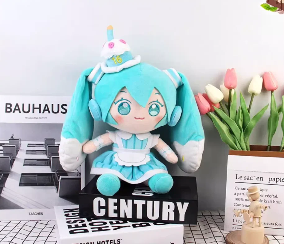 Official Original Star Idol Miku Cake Maid Cute Kawaii Green Bunches Hair Stuffed Plushie Plush 20cm Doll Body Clothes Q