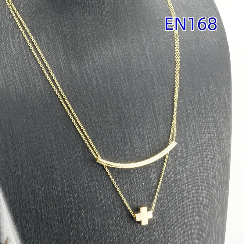 

YEEVAA 16" Chain Necklace Classic Bliss Bar/Cross Curved Fashion Jewelry Gift for Women Daily Layering