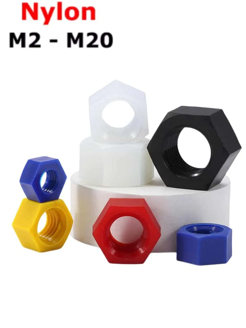Multi Color Plastic Hex Nylon Nuts M2 M2.5 M3 M4 M5-M20, Insulating Hexagon Nuts Lightweight Hardware Connection Accessories