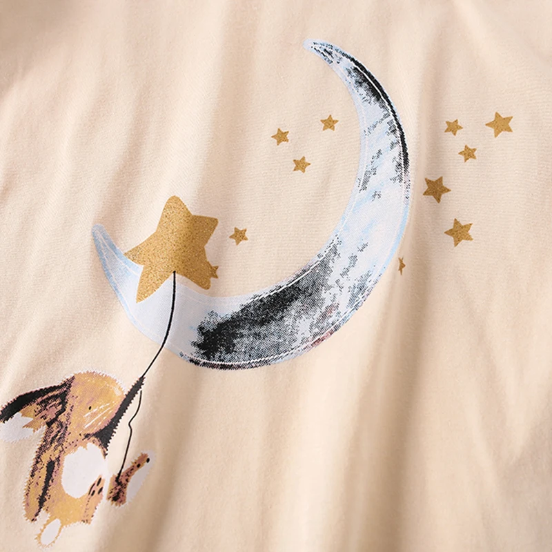 Little Maven Baby Girls Tops Kids Clothes 2024 Autumn Children\'s Clothing Cartoon Moon Rabbits Long Sleeves T-shirts Cotton