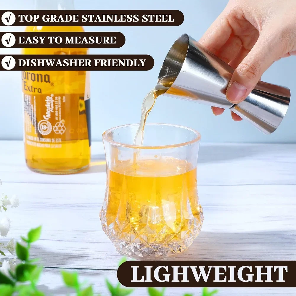 Stainless Steel Cocktail Shaker Measure Cup Dual Shot Drink Spirit Measure Jigger Kitchen   Bar Party Drinks DIY Tools