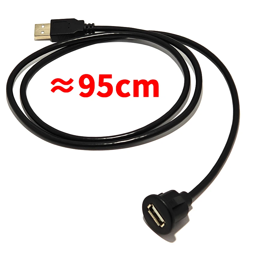 Socket USB 2.0 Male to Female Waterproof Extension Waterproof Cable for Car Dashboard Audio USB Panel Extension Cable Adapter