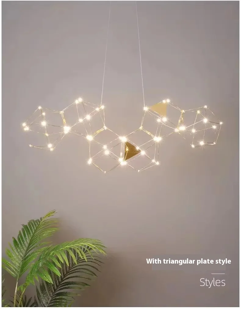 Polyhedral Starlight Chandelier Minimalist Creative Bar Restaurant Firefly Chandelier