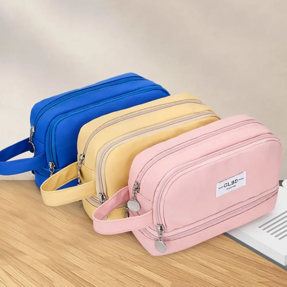 Estuche de lápices de gran capacidad para papelería, bolsa impermeable de lona para bolígrafos, bolsa multifuncional de estilo coreano, suministros de oficina escolar