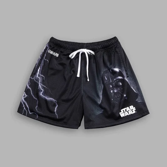 

2025 New Men's ort Pants Summer Me American Sports Casual Trendy Print Lightning Wolf Head ort Pants for Teenagers