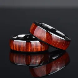Stainless Steel Titanium Wood Grain Vintage Hip Hop Punk Retro Rings for Men Women Couple Friends Gift Fashion Jewelry