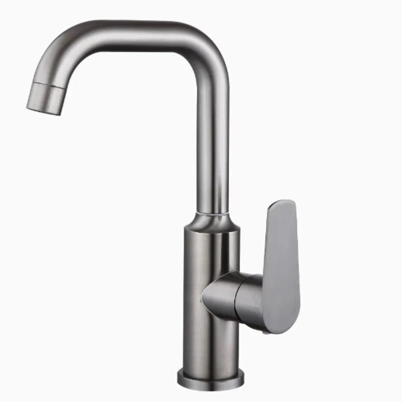 

Gunmetal Gray Stainless Steel Bathroom Faucet, Hot Cold Dual-use, 360° Swivel, for Vessel Sink Lavatory Household