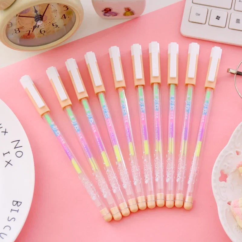 6 In 1 0.5mm Rainbow Color Gel Pen Color Pens DIY Album Photo Decoration Highlighter Marker Pen Ball Point Pen School Supplies