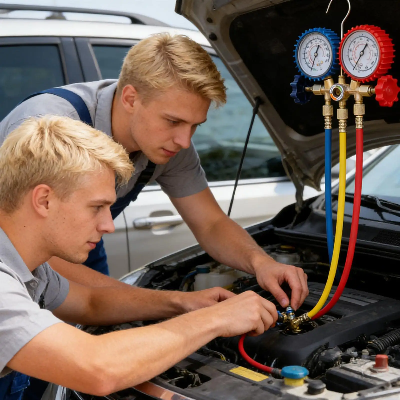 

Auto Air Conditioning Pressure Gauge Convenient AC Charge Hose Recharge Kit For Adults Lovers Families Friends Women