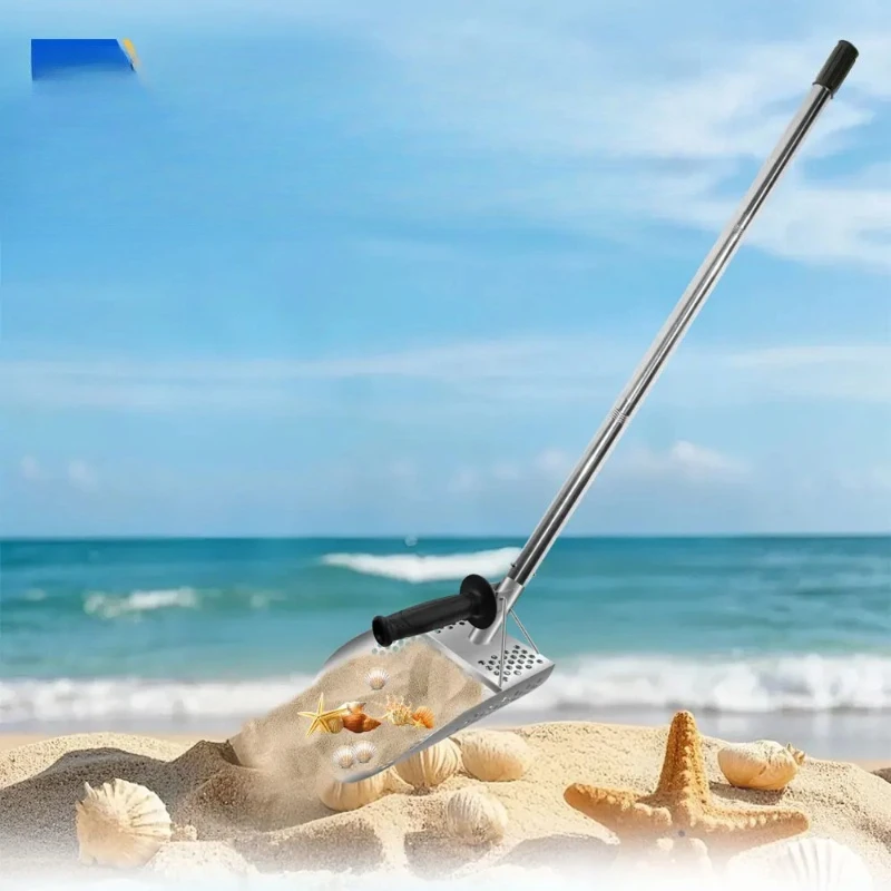 Extended iron sand shovel, heavy-duty long beach shovel, stainless steel metal detector, spoon, long handle, beach treasure hunt