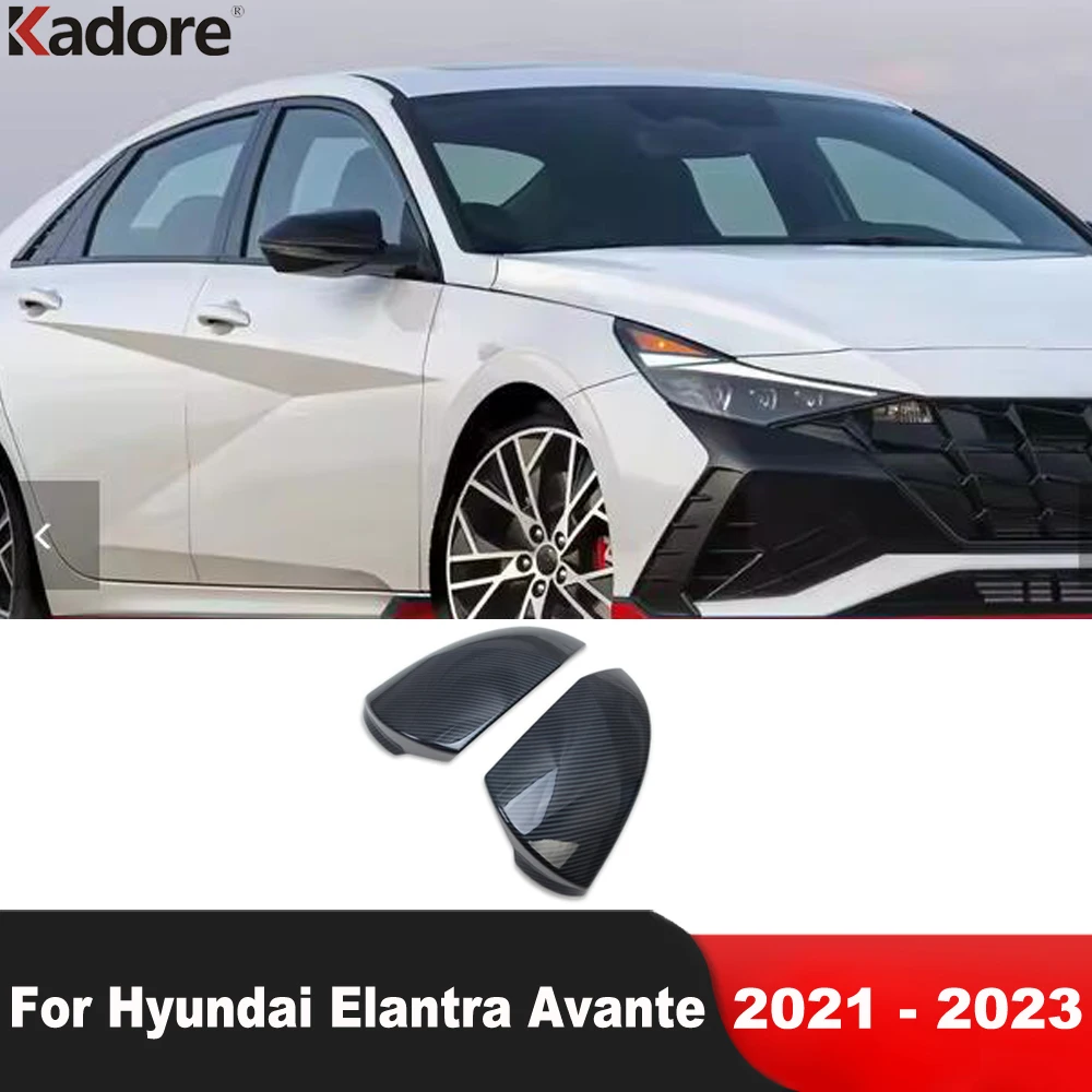 

Rearview Mirror Cover Trim For Hyundai Elantra Avante 2021 2022 2023 Carbon Fiber Car Side Wing Mirrors Cap Overlay Accessories