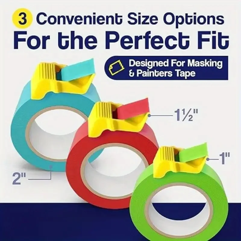Three-Piece Set, Three Sizes: Tape Dispenser, Tape Separator, Small Tape Cutter, and Spray Paint Accessory Tape Corner