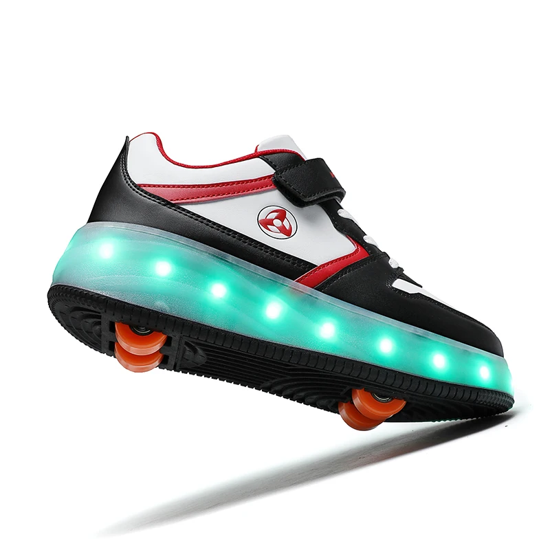 LED الاطفال زلاجات دوارة الكبار أزياء الفتيات الفتيان عارضة الرياضة انفصال 4 عجلة أحذية رياضية زلاجات دوارة بريق أحذية رياضية #4