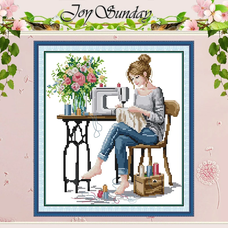 

The Sewing Woman Patterns Counted Cross Stitch Set DIY 11CT 14CT 16CT Stamped DMC Cross-stitch Kit Embroidery Needlework Crafts