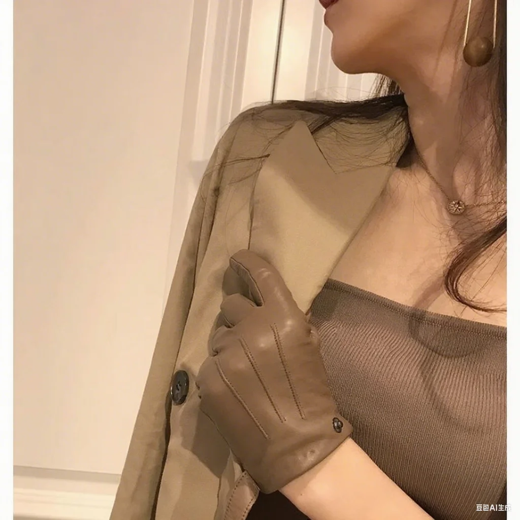 

Luxury Fashion Women Gloves Genuine Leather Gloves Short Design Touch Screen Female Autumn Winter Warm Gloves