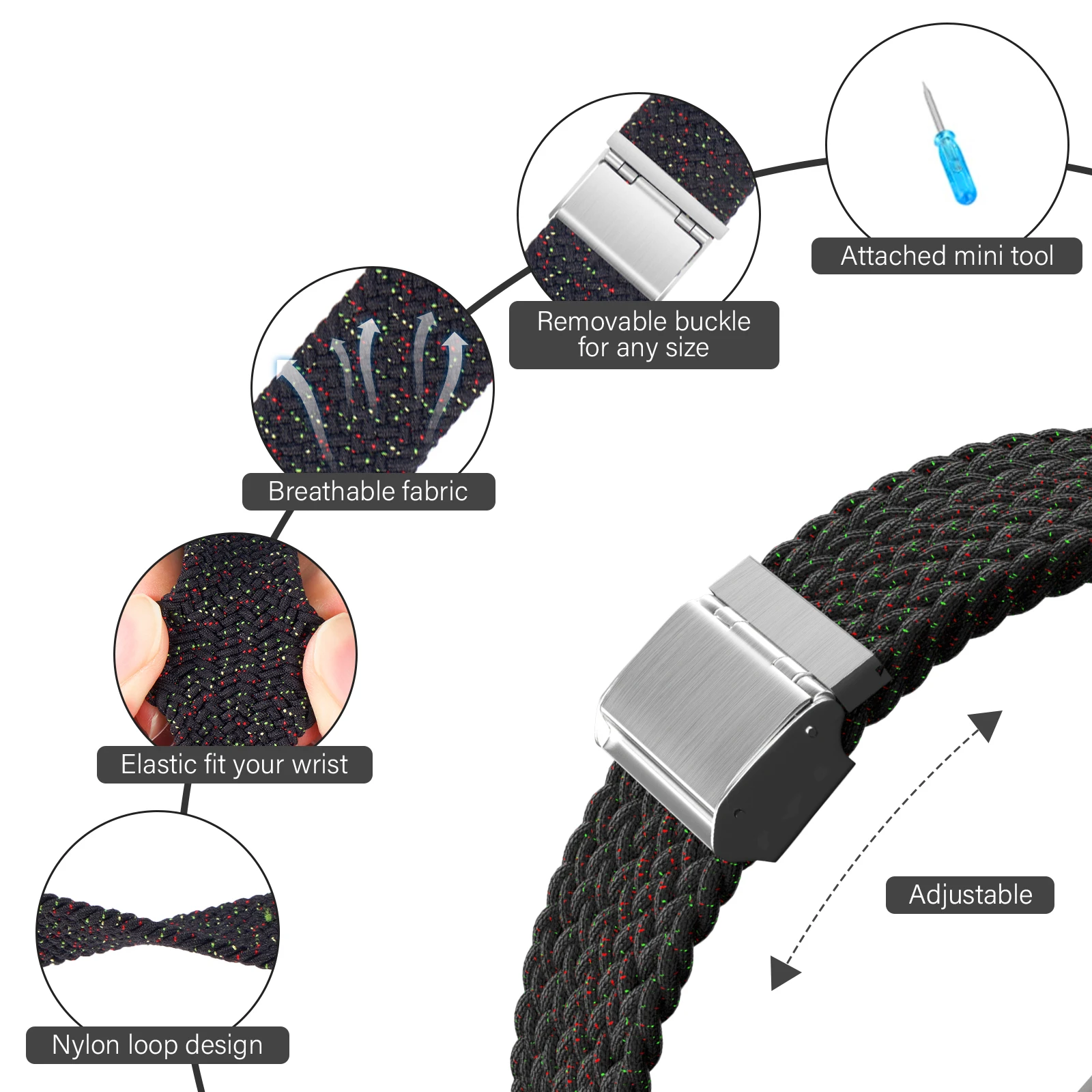 Braided band For Amazfit GTS 2/2e/3/GTS2 Mini/GTR 2/3/3Pro/47mm/stratos nylon Elastic Bracelet Amazfit bip 20mm 22mm watch strap