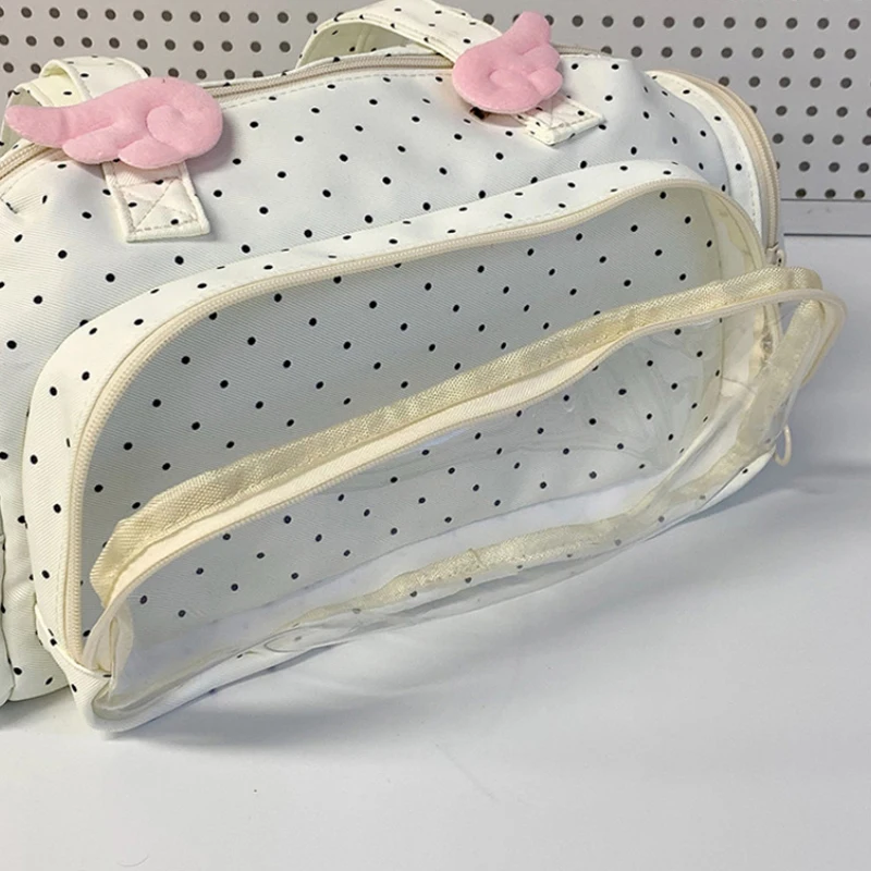 Angel Wings Ita-Tasche mit transparentem Sichtfenster, Damen-Umhängetasche im japanischen Stil, vielseitige Polka-Dot-Handtasche für den täglichen Pendelverkehr – Detail 3