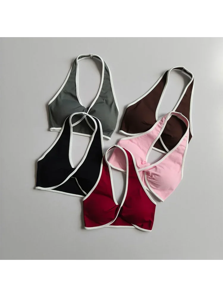 Nahtloser Push-up-Sport-BH mit Neckholder für Damen, stoßfest, schnelltrocknend, atmungsaktiv, für Fitness, Yoga, mit schönem Rückendesign, Sportbekleidung. – Detail 4