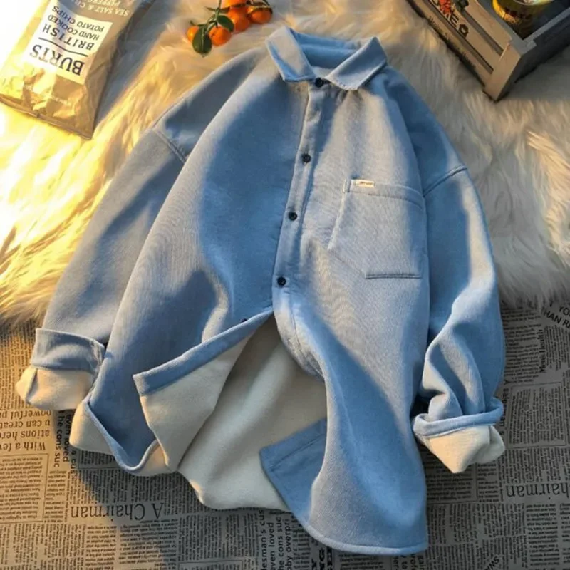 قميص نسائي قصير سميك مبطن بالصوف لخريف وشتاء نمط جديد بالإضافة إلى حجم تصميم فضفاض ملابس خارجية دافئة