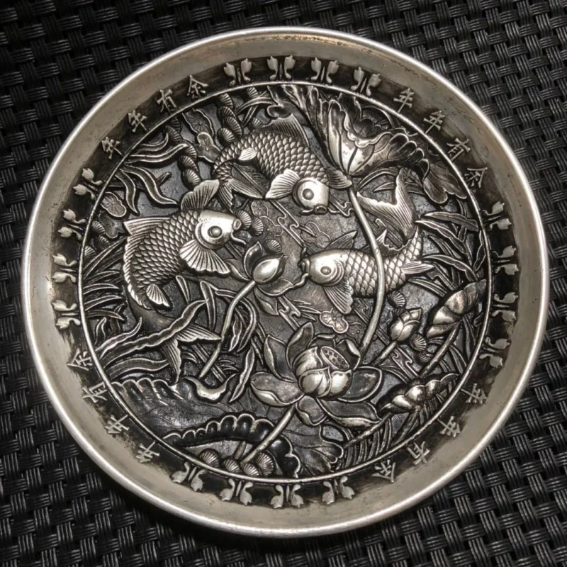 

Антикварное бронзовое серебро, белое ежегодное процветание, медное посеребренное блюдо