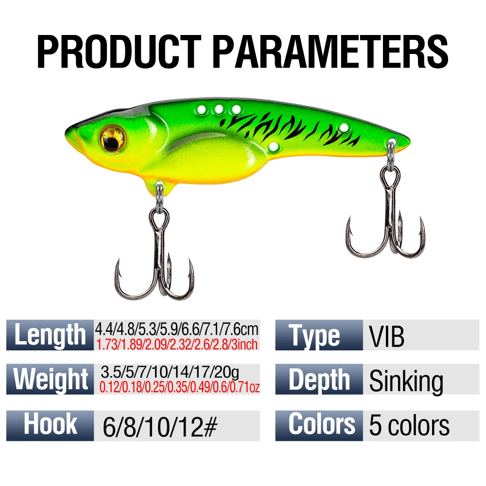 5 Stück Bunte VIB-Köder Metall-Jig Sinkender Köder 3,5g/5g/7g/10g/14g/17g Spinner Spoon Swimbait Salzwasser mit 3D-Augen Dreifachhaken – Detail 4