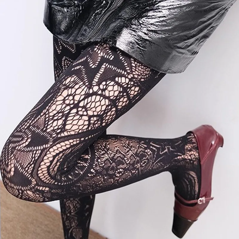 

Полые чулки из ротанга в стиле ретро с цветочным принтом, черные женские носки в стиле Лолиты с принтом подсолнечника, сетчатые сексуальные чулки, колготки с дном, носки