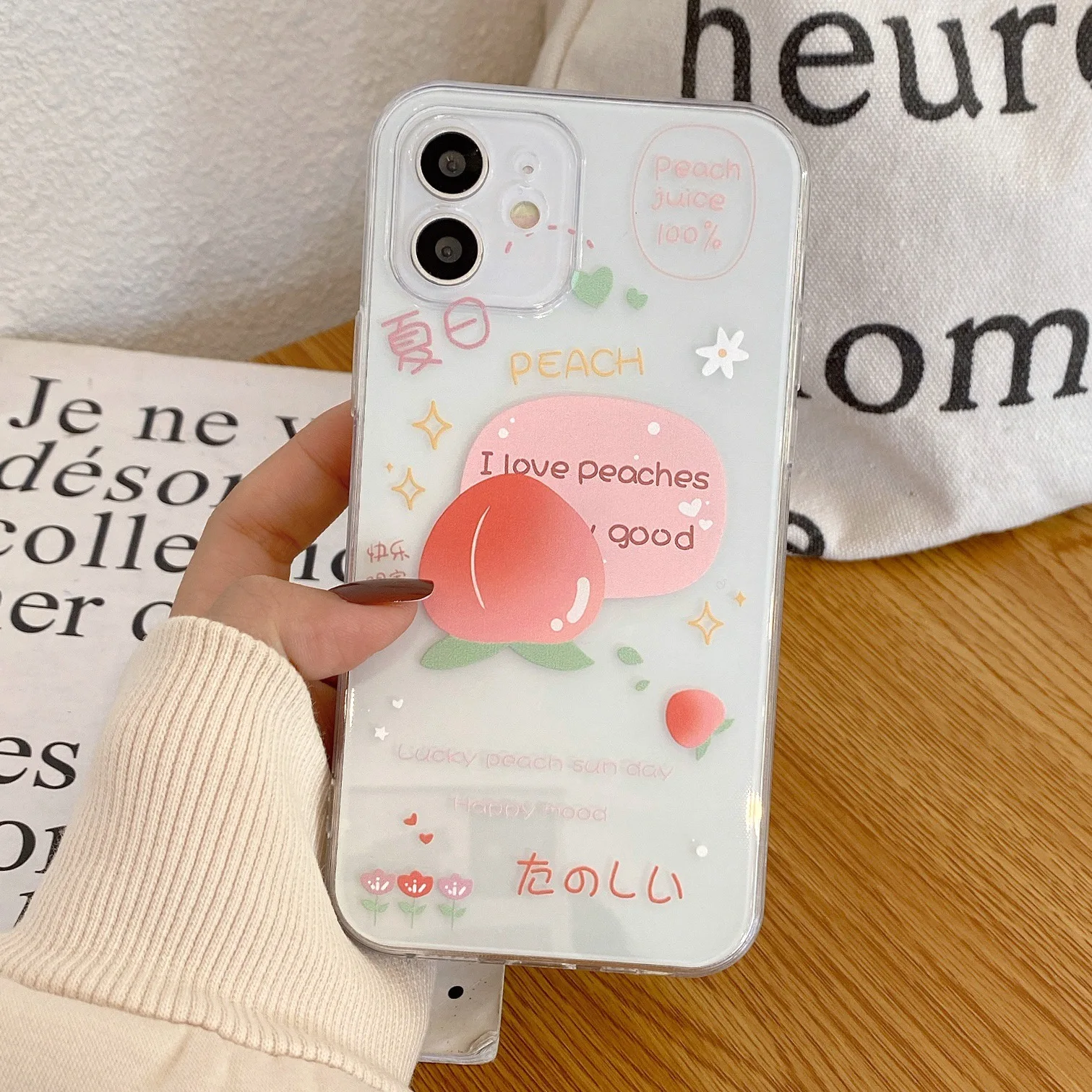 Lemon Peach Phone Case For iPhone 16 15 14 13 12 11 Pro XS MAX 7 XR 8 7 Plus Clear Cover Fundas