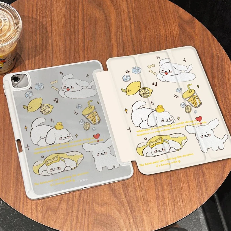 Smart PU Case for IPad Air 5 Air 4 10.9 Pro 11 2nd 3rd 4th Ipad Mini 6th Generation 2021 10th Funda Cute Puppy Playing Print