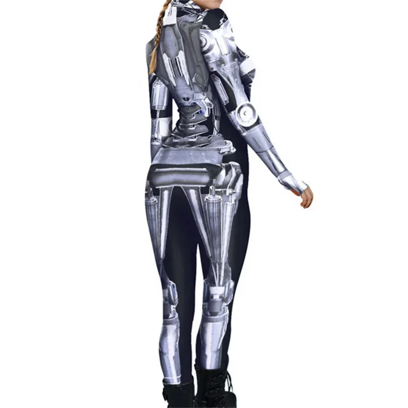 Tecnologia futuristica Costume cosplay di Halloween Donna Bambini Stampa 3D Body da festa Robot Tuta meccanica Tutina di carnevale