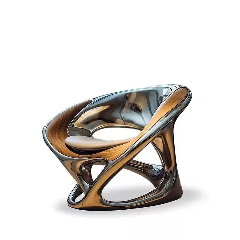 

Nordic leisure chair simple living room balcony single sofa light luxury negotiation chair hollow electroplating chair
