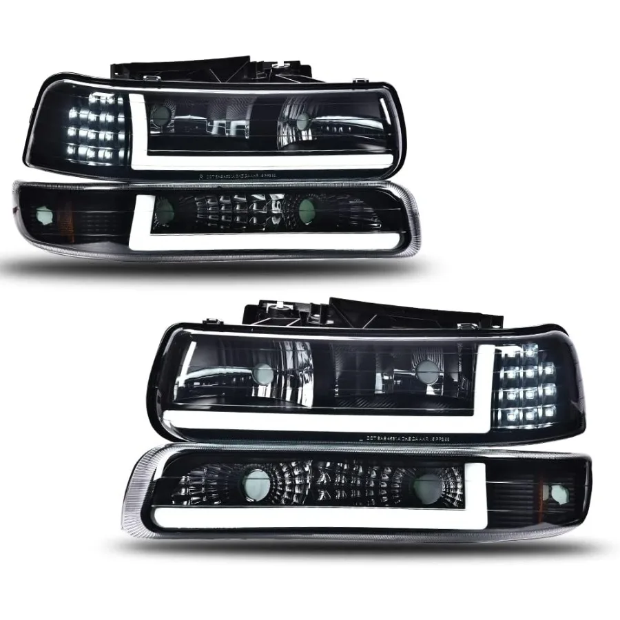 

LED DRL Headlight Assembly for Chevrolet Silverado 19992002 and Suburban Tahoe 20002006 Front Headlamp with Smoky Lens Black Ho