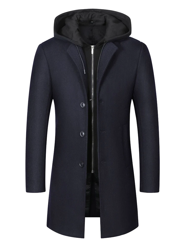 Winter Men's Wool Coat New Solid Color Men Coat Wool Fashion Casual Business Coat Mid-length Top Trench Coat Male Oversized 4XL