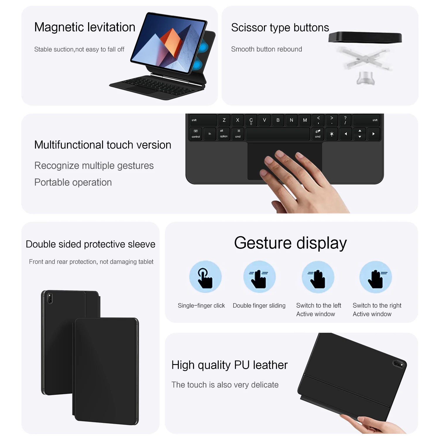 Imagem -04 - Teclado Mágico do Touchpad Retroiluminado sem Fio Estojo Magnético Inteligente sem Fio Fólio para Huawei Matebook e 12.6 Drc-w58 W56 W76 2023