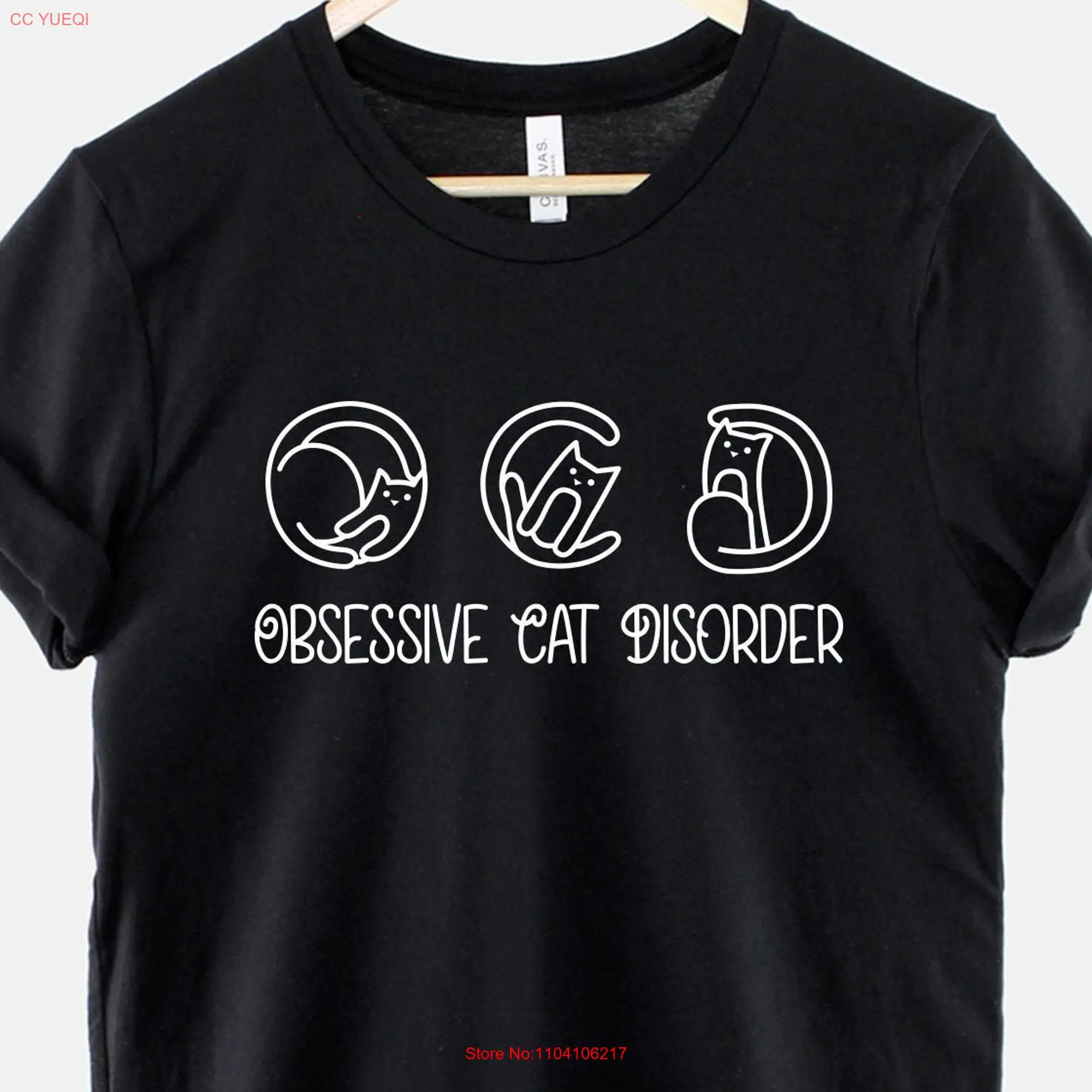 Cat T Shirt OCD Obsessive Disorder I Love Cats long or short sleeves