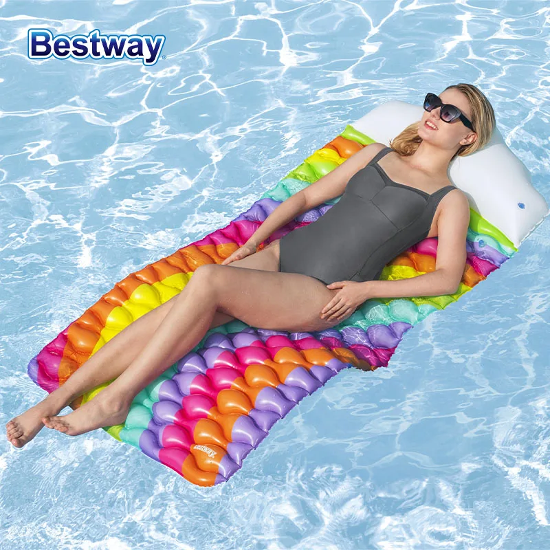 

Bestway 44107, 1 шт., радужные мечты, плавающий коврик для бассейна, Надувное плавающее кресло для бассейна с подголовником в облаке