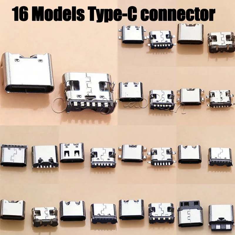 

10PCS USB Connector Type C Female Charging Port Jack 2/4/6/16 Pin Type-C Socket PCB Soldering SMD SMT DIY Repair Type C Adapter